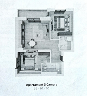 Apartament 3 camere, decomandat, 77mp, Pipera, Cortina North, 189.000euro - imagine 2