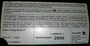 airbag scaun stanga vw golf 4 - imagine 2