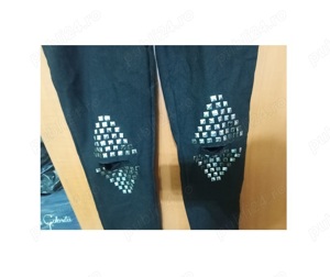 Jeggings  Blugi-colant moderni negru cu tinte si taieturi in genunchi - imagine 4