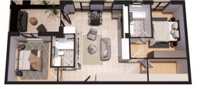 Apartament 3 camere, etaj intermediar,  ansamblu privat - imagine 4