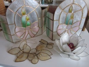 cadou rar vintage Tiffany style Mother of Pearl sidef scoici Germania'80