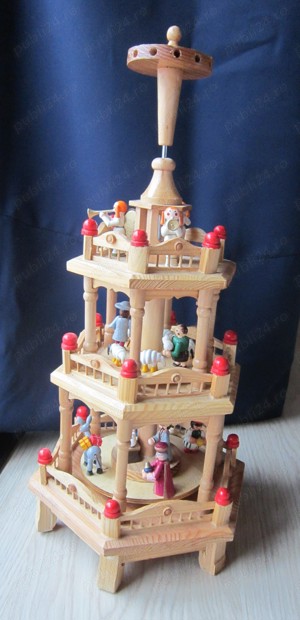 cadou rar Carusel mare din lemn Scena Nasterii 50cm,17 figurine Germany