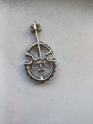 Brosa instrument muzical 4.8x2.5cm Vioara, Bass, Violina, vintage brooch, Belle broche  - imagine 4