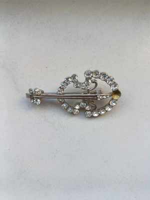 Brosa instrument muzical 4.8x2.5cm Vioara, Bass, Violina, vintage brooch, Belle broche  - imagine 5
