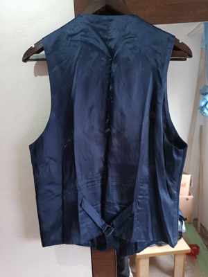 Viggo Tailoring vesta waistcoat navy blue albastra texturata bumbac Size M-L 50 - imagine 4