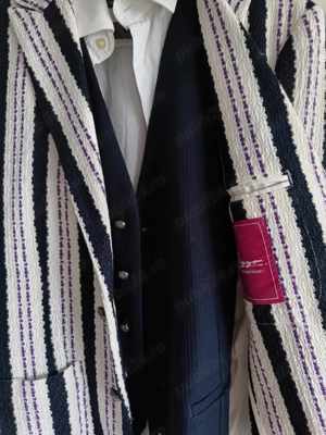 Viggo Tailoring vesta waistcoat navy blue albastra texturata bumbac Size M-L 50