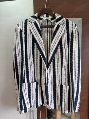 Sacou Jacheta Viggo Navy casual jacket with stripes, slim fit Size 50 Bumbac