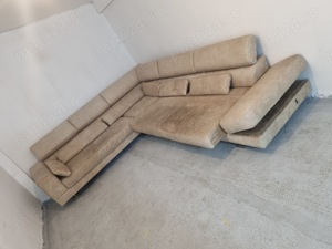 Colțar din piele cu taburet