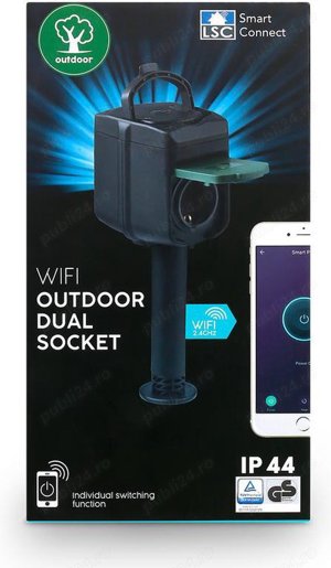 Priză exterioară SMART Connect socket - 2 conexiuni - wifi inteligentă - noua - imagine 2