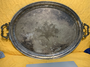 Tava argintata dimensiuni mari, lungime 1 metru