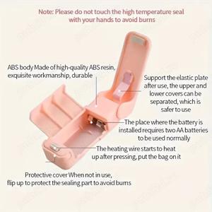 Aparat lipit pungi plastic functioneaza cu doua baterii sau acumulatori AA - imagine 5