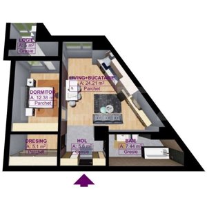 Apartament modern cu 2 camere, 59,73 mp, Bacau