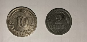 monede 2 filler 1943 si 10 filler 1926