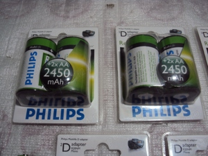 acumulatori AA(R6) Philips 2450 mAh cu adaptor R20,set 2buc - imagine 2
