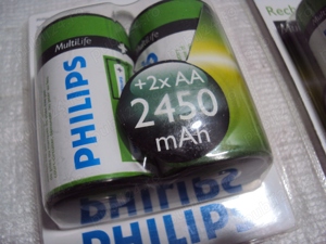 acumulatori AA(R6) Philips 2450 mAh cu adaptor R20,set 2buc - imagine 5