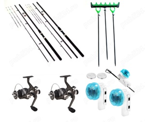 Set 2 Lansete Delta Feeder 3, 90 m, 180 gr,  2 Mulinete 5000 cu Baitrunner, Senzori, Suporti