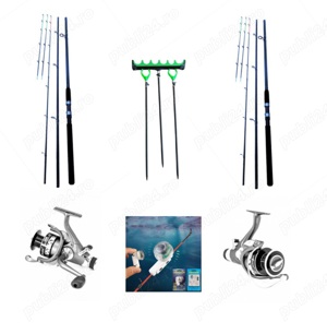 Set 2 Lansete Power Feeder,120 gr, 2 Mulinete 5000 cu Baitrunner, Senzori, Suporti