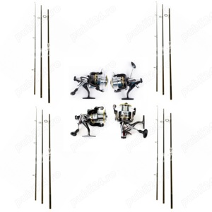 Set 4 Lansete 3, 90m, 3 Segm, Mandrina Metalica+4 Mulinete Cool Angel G65 cu Baitrunner, 13 Rulmenti