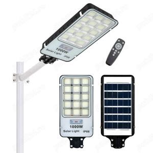 Lampa solara stradala, 1000 W, telecomanda, senzor miscare, suport inclus - imagine 1