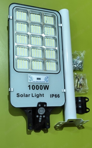 Lampa solara stradala, 1000 W, telecomanda, senzor miscare, suport inclus - imagine 2