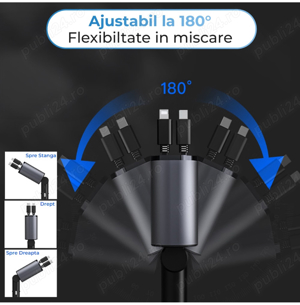 Incarcator auto rapid, 4 in 1, cabluri retractabile, 100% nou - imagine 3