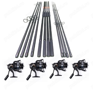 Set 4 Lansete 3, 60 m, 3 Segm, 3,75 LBS + 4 Mulinete Ganett 7000, 13 Rulmenti + 4 Role Fir