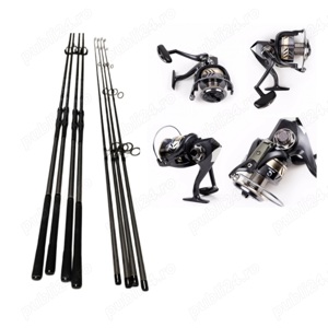 4 Lansete Ebisu 3, 90 m, 2 Segm + 4 Mulinete Tambur 12.000, Metalic + 4 Role Fir