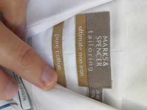 Marks & Spencer Tailoring Ultimate Non-Iron Pure Cotton 15.5 39-40 Size M