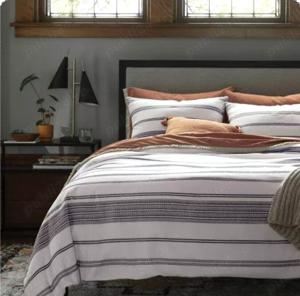Set asternuturi King Size Cotton Woven Navy Stripe Duvet Cover DOUBLE 200x200cm (79x79) 1.Pillowcase - imagine 3