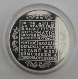 Moneda BNR Argint - 2010 - 90 ani de relatii diplomatice dintre Romania si Cehoslovacia - imagine 2