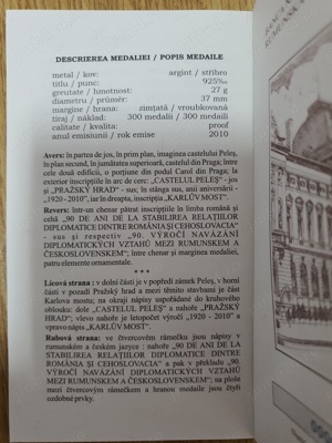 Moneda BNR Argint - 2010 - 90 ani de relatii diplomatice dintre Romania si Cehoslovacia - imagine 5