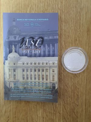 Moneda BNR Argint - 100 de ani de la înfiinţarea Academiei de Studii Economice - 25.03.2013