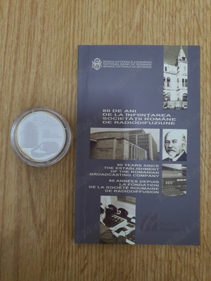 Moneda BNR Argint - 80 de ani de la înfiinţarea Societăţii Române de Radiodifuziunii 27.10.2008