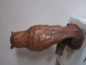 cadou rar  Black Forest Owl feng shui Bufnita sculptura lemn Germania 1950 - imagine 3
