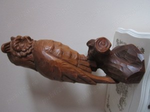 cadou rar  Black Forest Owl feng shui Bufnita sculptura lemn Germania 1950 - imagine 2