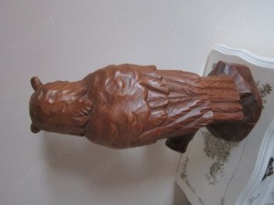 cadou rar  Black Forest Owl feng shui Bufnita sculptura lemn Germania 1950 - imagine 5
