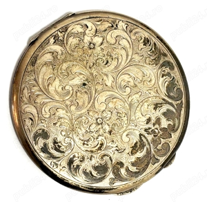 pudriera veche din argint masiv 835 cu motive florale