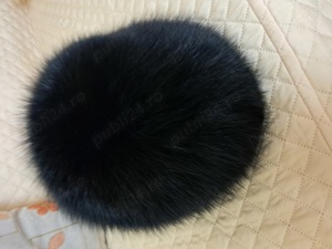 Caciulă blană naturală vulpe neagra - imagine 2