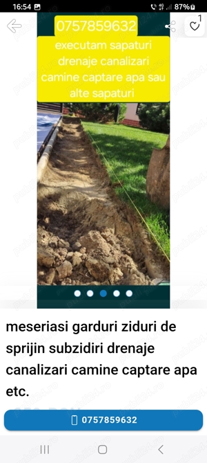 executam drenaje canalizari camine captare apa etc.