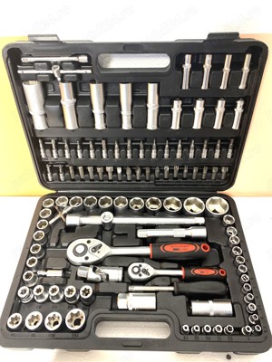 Trusa de chei 108 piese, 2 clichet 1/2 1/4, Crom-Vanadiu, 199 lei