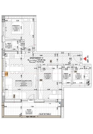 Apartament 3 camere, 68mp, 2bai, terasa 15mp, parcare, zona centrala - imagine 3