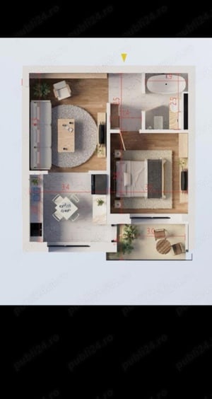 Apartament 2 camere tip studio 