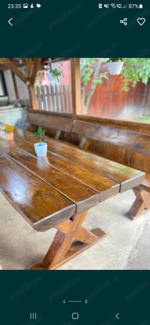 Masă lemn masiv foișor  - imagine 3