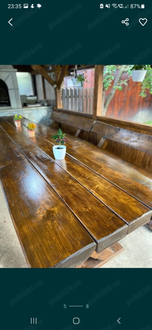 Masă lemn masiv foișor  - imagine 4