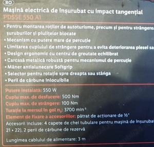 Maşină electrică de înşurubat cu impact tangenţial Parkside 550 A1,Nou - imagine 2