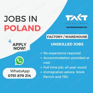 Jobs in POLAND (unskilled) - Work Permit in 1 month