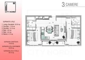 NOU ! DEZVOLTATOR CU EXPERIENTA - Apartament 3 camere cu 2 bai - imagine 13