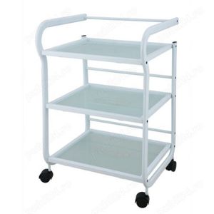 Ucenic portabil cu trei etajere de sticla; Alb. 