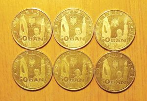 Lot 9 monede 50 bani 2011, 2015, 2019
