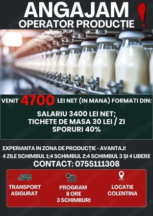 Operator Producție - venit 4700 - Colentina